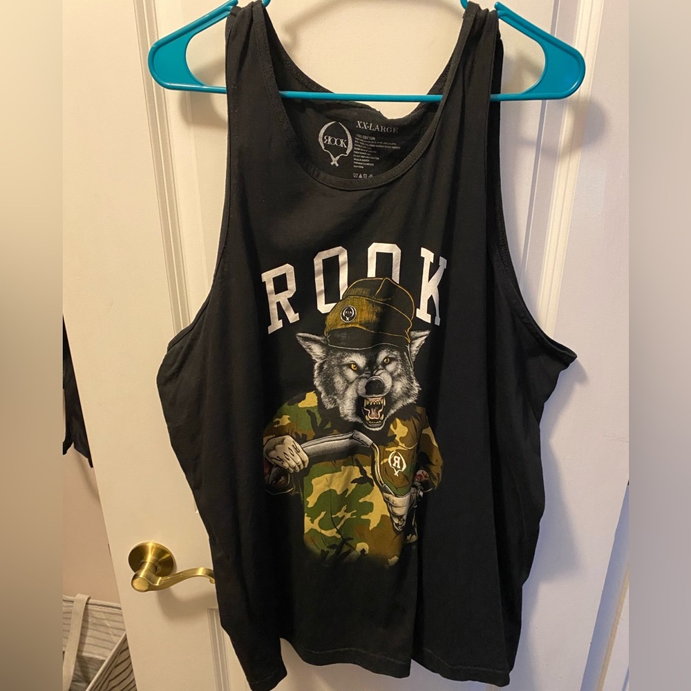 Black Graphic Tank Top for Men